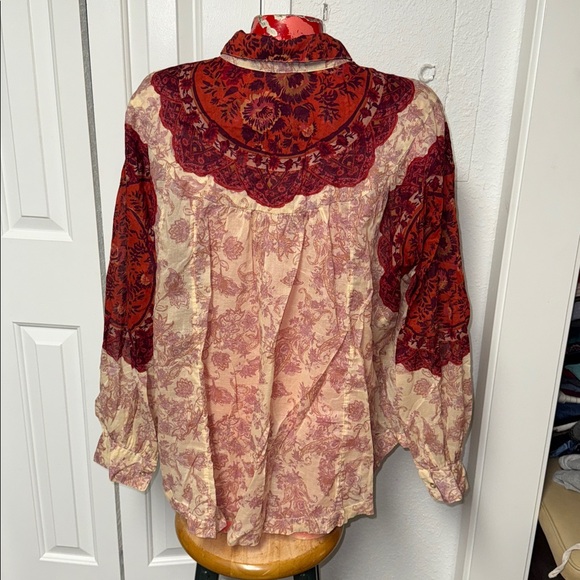 Free People Rose Bud Paisley Cotton Button Up Shirt top blouse - Picture 5 of 6